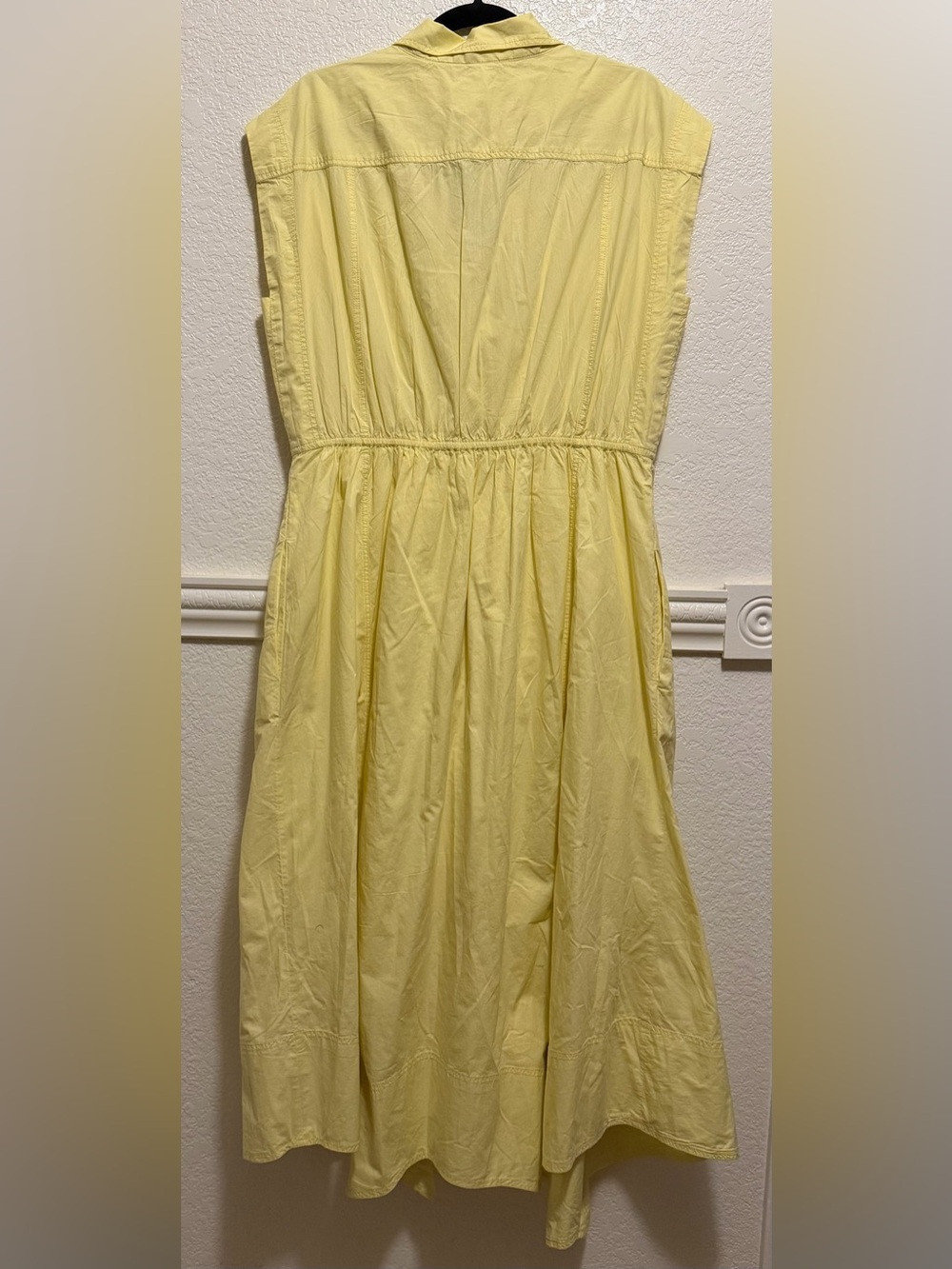 Pilcro Reworked Wrap Midi Dress by Anthropologie – Soft Yellow Wrap Shirt Dress - Picture 9 of 13